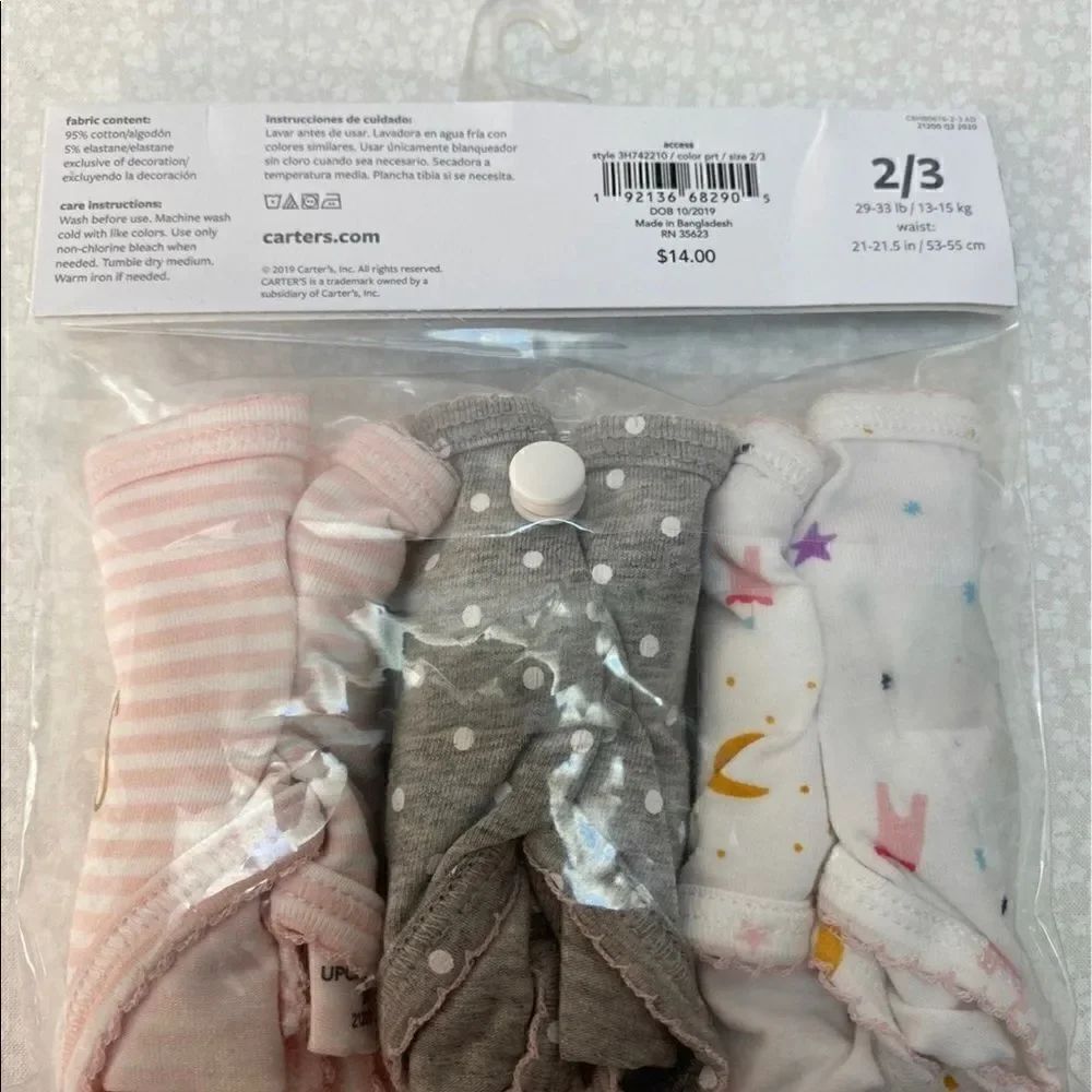 Carter’s Little Girls 2/3 Three Pack Undies Tag Free - Picture 2 of 3